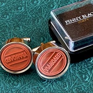 NEW Banker’s Rubber Stamp Cufflinks with inkpad